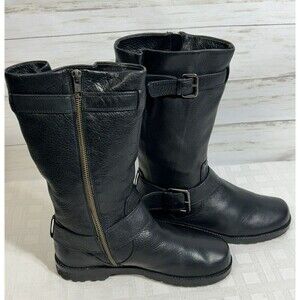 EUC Gentle Souls by Kenneth Cole Women size 8 Buckle Up Black Leather Moto Boot